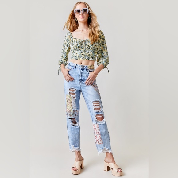 Francesca's Collections Denim - Francesca’s Vintage Almost Famous Harper Heritage Patchwork Acid Wash Jeans NWT